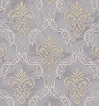 Обои серые Дамаск