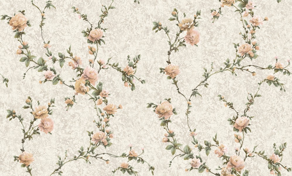 Обои бежевые с оранжевыми небольшими цветами Антураж винил Dolores арт. 168307-11