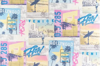 Обои синие с паль