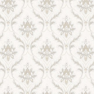 Обои белый дамаск